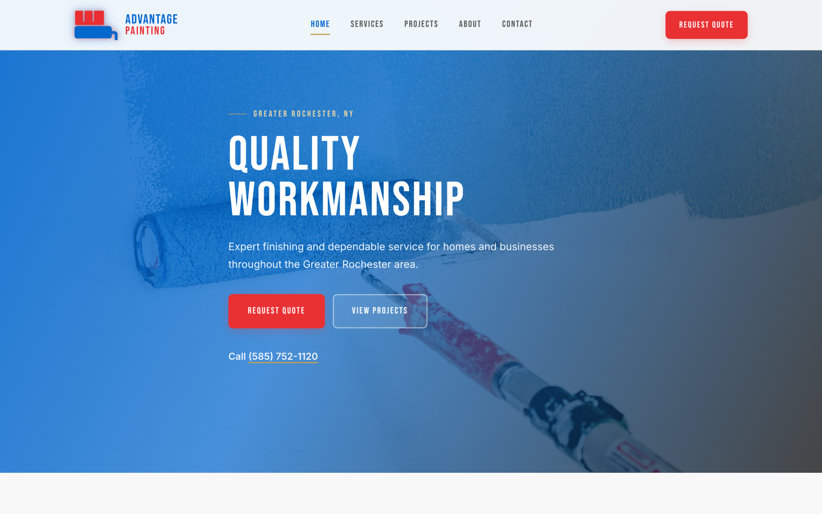 Advantage Painting website on desktop