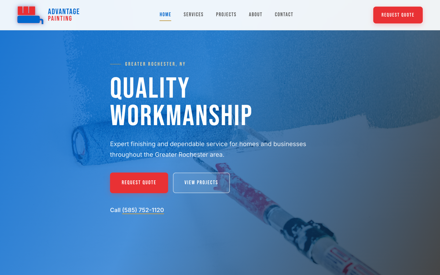 Advantage Painting website on laptop