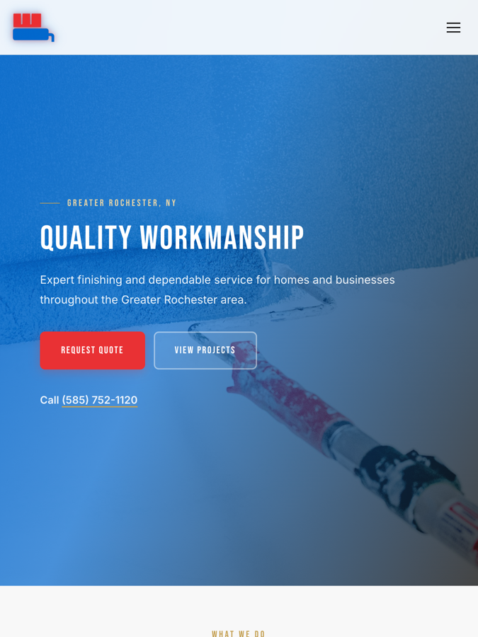 Advantage Painting website on tablet